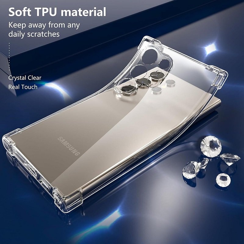 For Samsung Galaxy S24 Ultra Clear Case Heavy Duty Transparent TPU Bumper Shockproof Case Cover