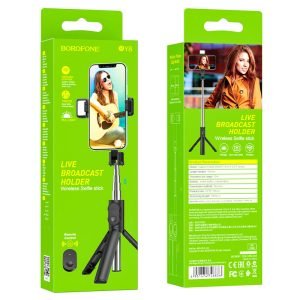 BOROFONE Y8 Wireless Selfie Stick with Remote Control and Live Broadcast Holder