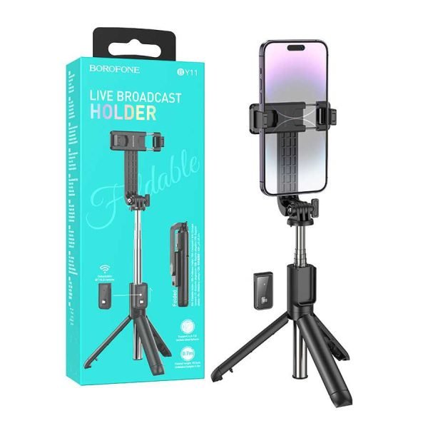 BOROFONE BY11 Live Broadcast Holder with Tripod and Remote Control selfie Stick