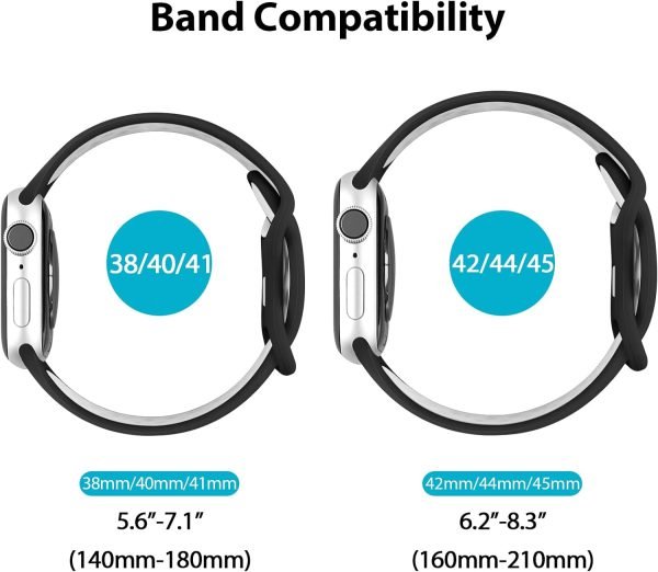38mm Supershield Breathable Silicone Sport straps, Compatible with Apple Watch Band 40mm / 41mm Men Women, for iWatch Ultra/Ultra2/SE/SE2 & Series 9 8 7 6 5 4 3 2 1 - Black - Image 3