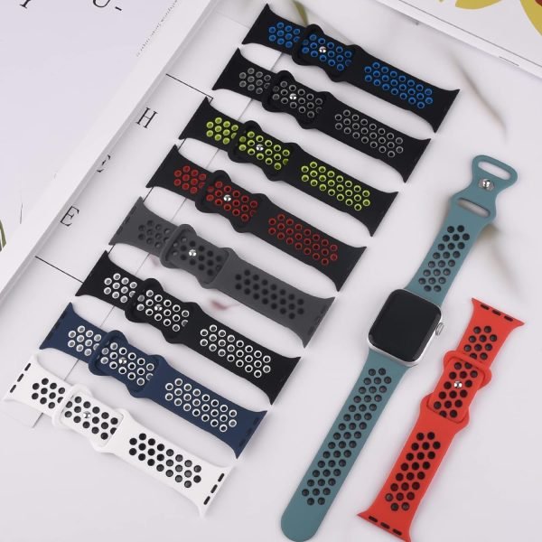 Breathable Silicone Sport straps,Compatible with Apple Watch Band 38mm/40mm/41mm Men, for iWatch Ultra/Ultra2/SE/SE2 & Series 9 8 7 6 5 4 3 2 1