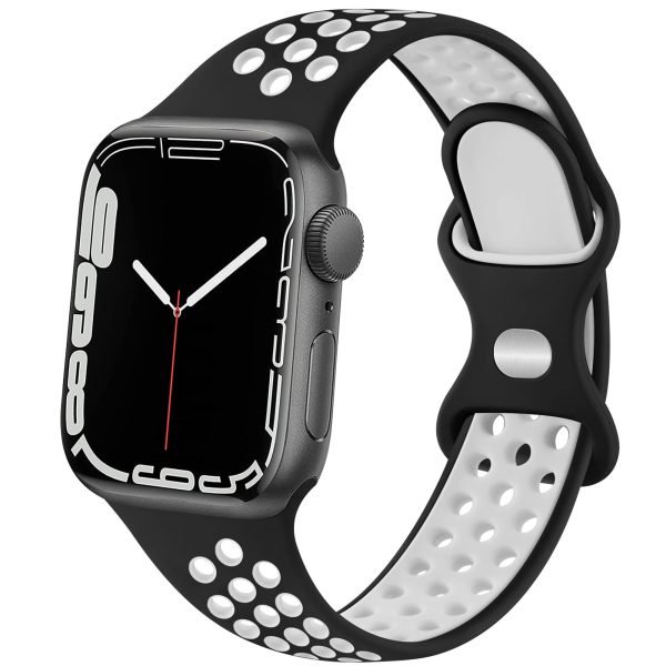 42mm Supershield Breathable Silicone Sport straps, Compatible with Apple Watch Band 44mm / 49mm Men Women, for iWatch Ultra/Ultra2/SE/SE2 & Series 9 8 7 6 5 4 3 2 1 - Black