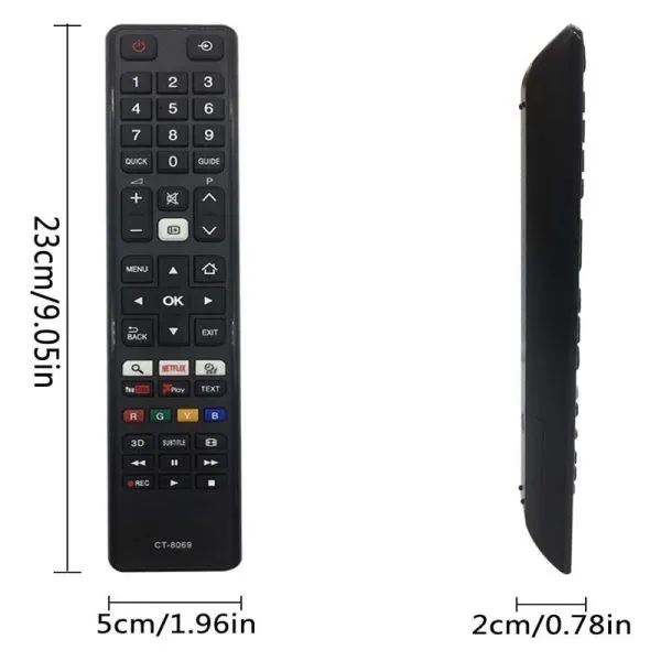 New Replacement CT- 8069 Remote Control For Toshiba TV Remote - Black