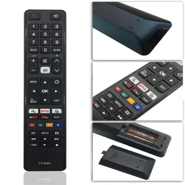 New Replacement CT- 8069 Remote Control For Toshiba TV Remote - Black