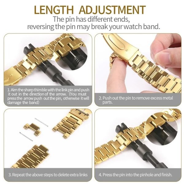 38mm Supershield Luxurious Silver and Gold Apple Watch Band for iWatch Ultra/Ultra2/SE/SE2 & Series 9 8 7 6 5 4 3 2 1 - Image 5