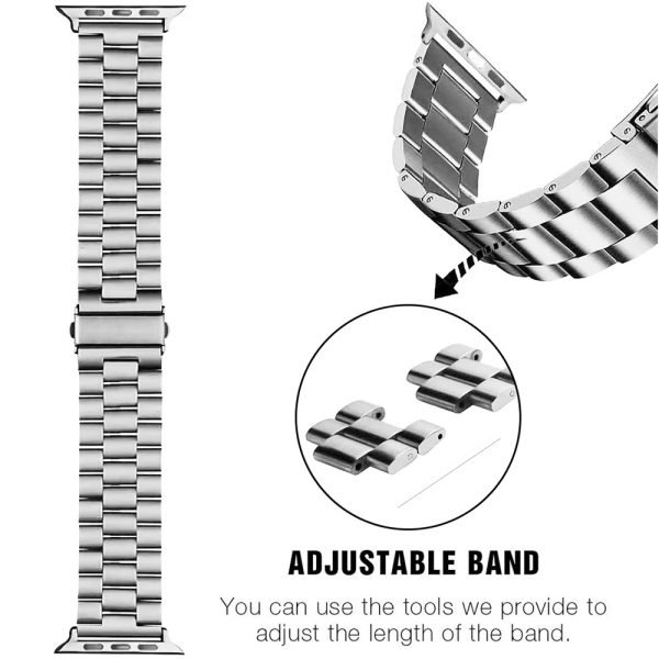 38mm Supershield Luxurious Silver and Gold Apple Watch Band for iWatch Ultra/Ultra2/SE/SE2 & Series 9 8 7 6 5 4 3 2 1 - Image 4