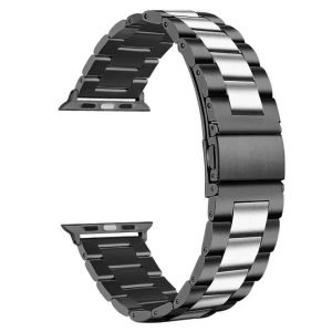 38mm Supershield Luxurious Black and Silver Apple Watch Band for iWatch Ultra/Ultra2/SE/SE2 & Series 9 8 7 6 5 4 3 2 1