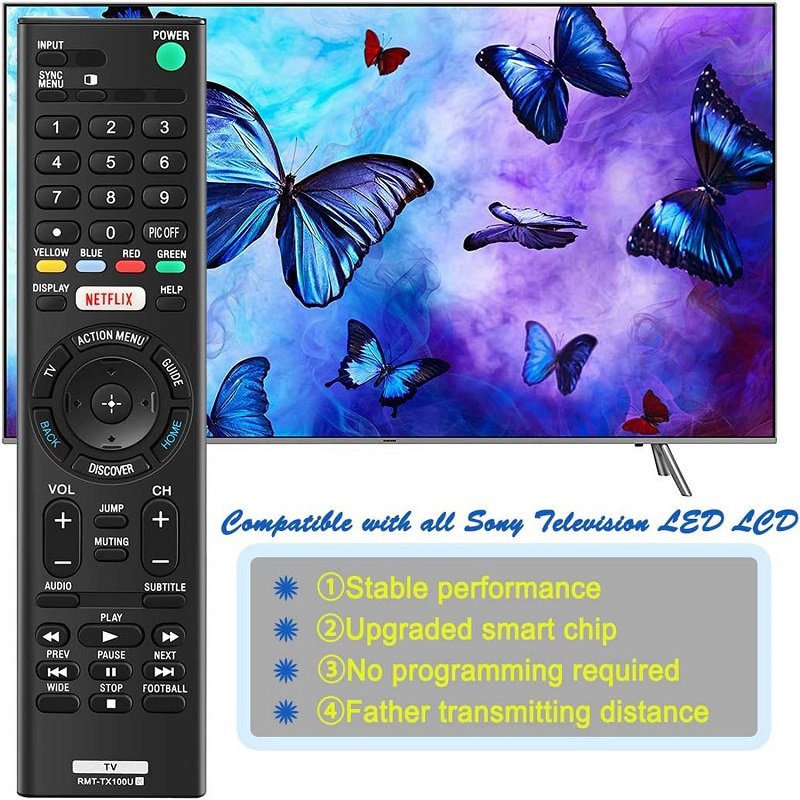 New Original Sony LED Smart TV Replacement Remote Control RMT-TX100U includes Netflix Hotkey