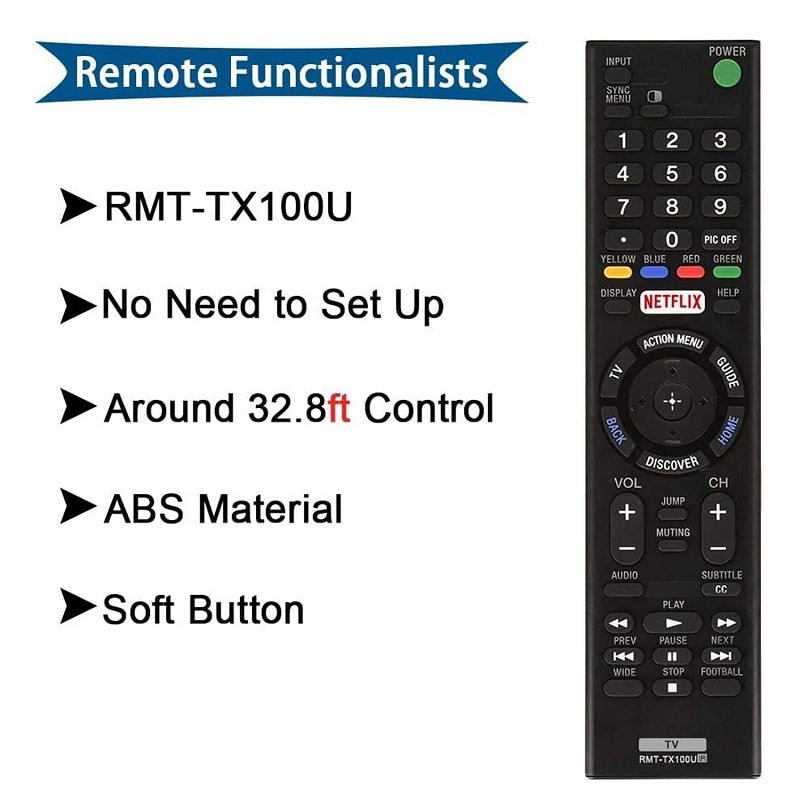 New Original Sony LED Smart TV Replacement Remote Control RMT-TX100U includes Netflix Hotkey
