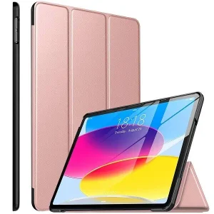For Apple iPad 10th Gen 10.9 inch 2022 Folio Case Smart Leather Magnetic Shockproof Stand Cover (Rose Gold)
