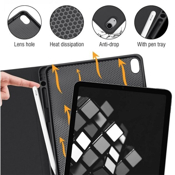For Apple iPad Air 13 2024 Wireless Bluetooth Keyboard Case, Folio Leather Smart Stand Cover (Black)
