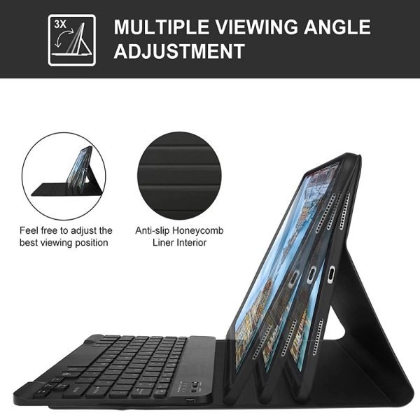For Apple iPad Air 13 2024 Wireless Bluetooth Keyboard Case, Folio Leather Smart Stand Cover (Black)