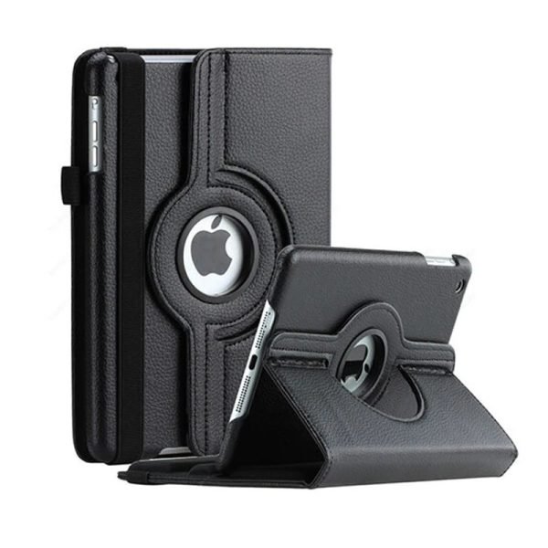 For Apple iPad Pro 13 2024 Leather Case, Rotating 360 Degree Flip Stand Cover (Black)