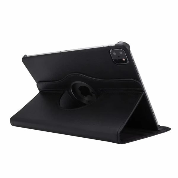 For Apple iPad Pro 13 2024 Leather Case, Rotating 360 Degree Flip Stand Cover (Black)