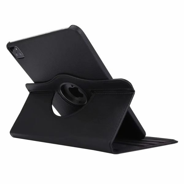 For Apple iPad Pro 13 2024 Leather Case, Rotating 360 Degree Flip Stand Cover (Black)