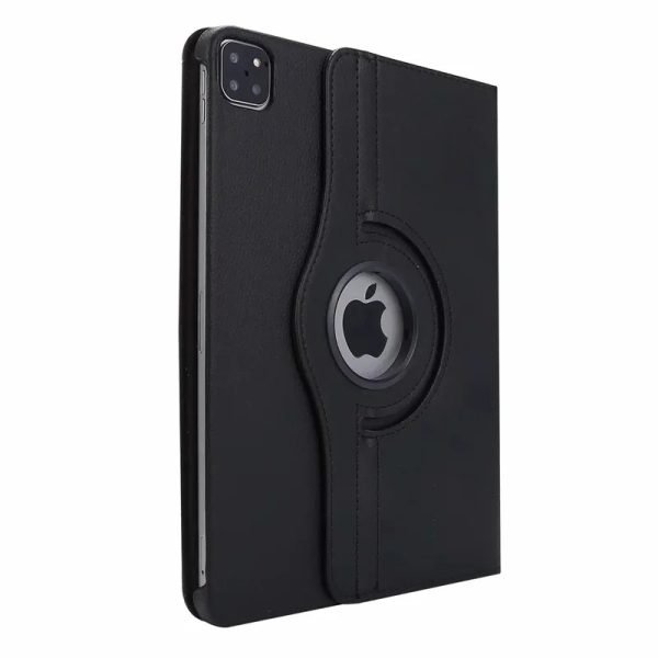 For Apple iPad Pro 13 2024 Leather Case, Rotating 360 Degree Flip Stand Cover (Black)