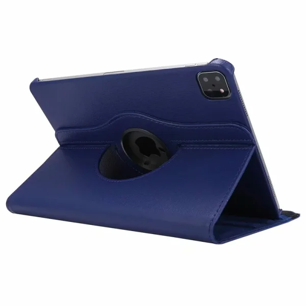 For Apple iPad Pro 13 2024 Leather Case, Rotating 360 Degree Flip Stand Cover (Navy Blue)