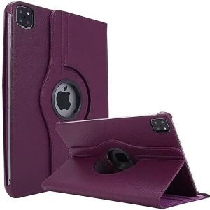 For Apple iPad Pro 13 2024 Leather Case, Rotating 360 Degree Flip Stand Cover (Purple)