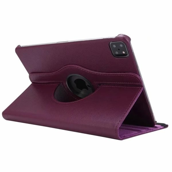 For Apple iPad Pro 13 2024 Leather Case, Rotating 360 Degree Flip Stand Cover (Purple)