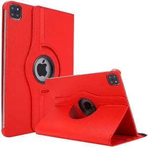 For Apple iPad Pro 13 2024 Leather Case, Rotating 360 Degree Flip Stand Cover (Red)