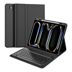 For Apple ipad Pro 13 2024 Wireless Bluetooth Keyboard Case Leather Smart Cover (Black) (4)
