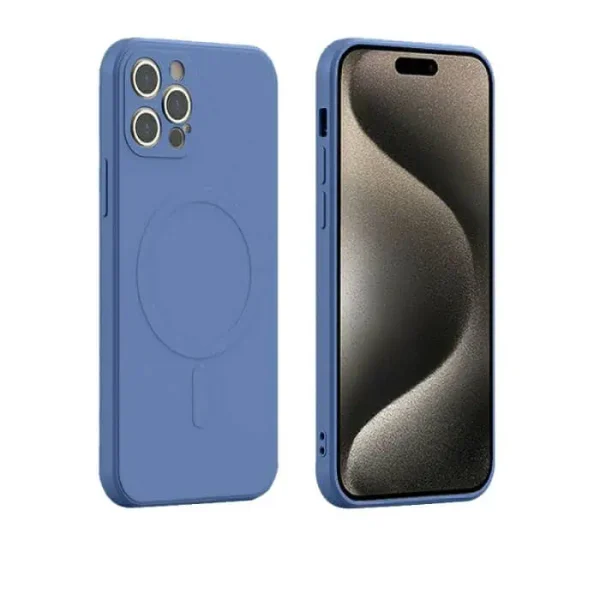 For Apple iPhone 16 MagSafe Magnetic Silicone Silky Soft Touch Full Protective Case Cover (Blue)