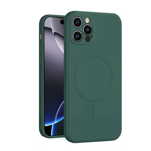 For Apple iPhone 16 MagSafe Magnetic Silicone Silky Soft Touch Full Protective Case Cover (Green)