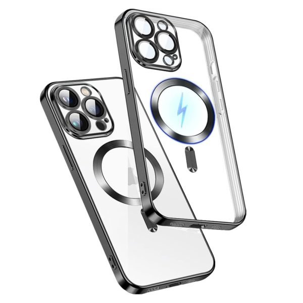 For Apple iPhone 16 Pro MagSafe Magnetic Case with HaloLock Shockproof Military Grade Protection Back Clear Protective Cover (Black)