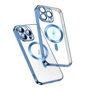 For Apple iPhone 16 Pro MagSafe Magnetic Case with HaloLock Shockproof Military Grade Protection Back Clear Protective Cover (Blue)