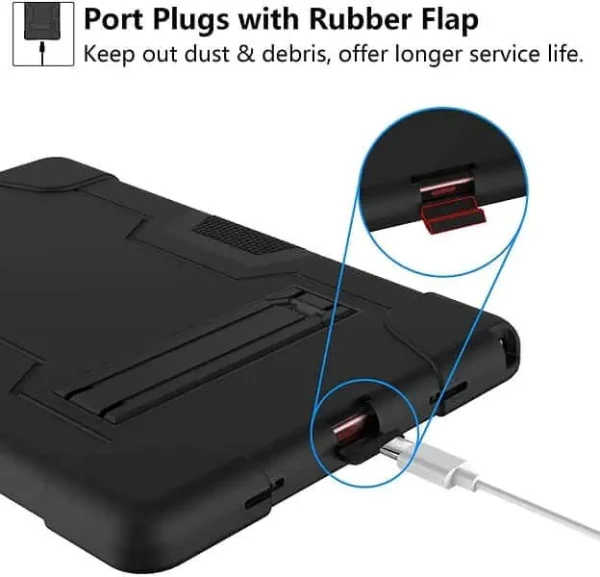 For Galaxy Tab A9+ Plus Hybrid Fancy Kickstand 3 in 1 Shockproof Heavy Duty Hybrid Hard Protective Case (Black)