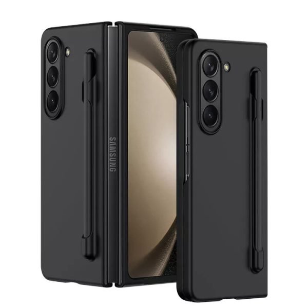 For Samsung Galaxy Z Fold 4 Case with S Pen Holder, with Hinge Protection Slim Hard PC Shockproof Phone Cove (Black)