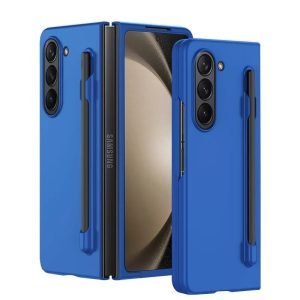For Samsung Galaxy Z Fold 4 Case with S Pen Holder, with Hinge Protection Slim Hard PC Shockproof Phone Cove (Blue)