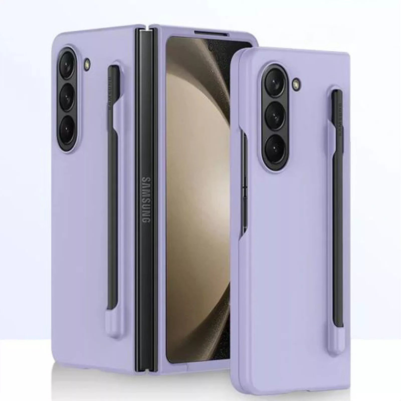 For Samsung Galaxy Z Fold 4 Case with S Pen Holder, with Hinge Protection Slim Hard PC Shockproof Phone Cove (Purple)
