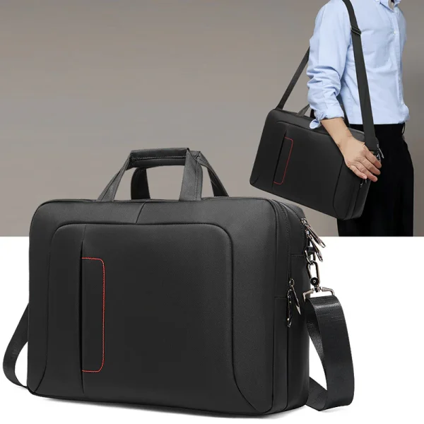 Fashion Nylon Waterproof Black Handbag 15.6-inch Business Briefcase Laptop Computer Bag (5)