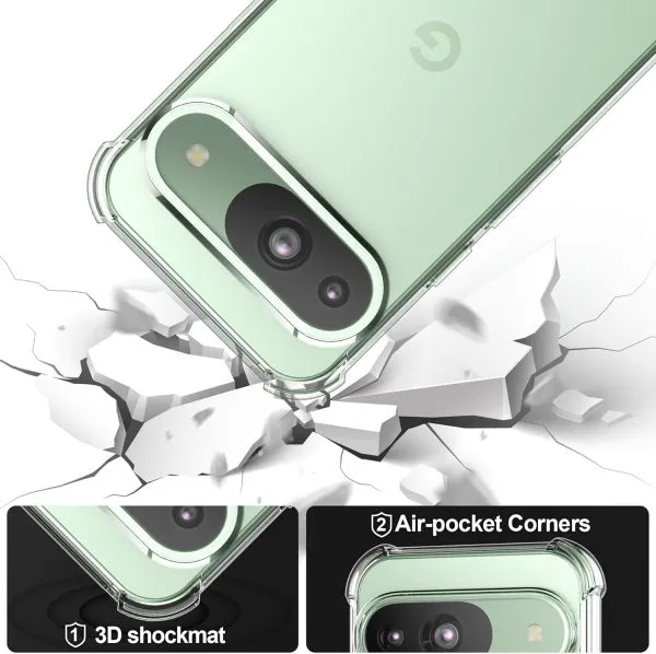 For Google Pixel 9 Clear Case Shockproof Tough Gel Transparent Air Cushion Heavy Duty Phone Back Cover
