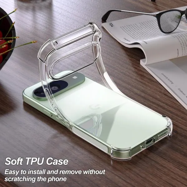 For Google Pixel 9 Clear Case Shockproof Tough Gel Transparent Air Cushion Heavy Duty Phone Back Cover