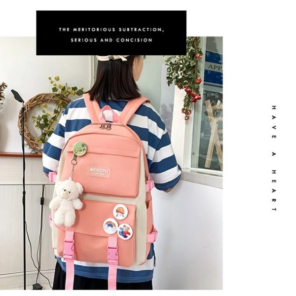 Girl's school backpack for middle school students ins style canvas waterproof gift handbag pen bag wallet school bag