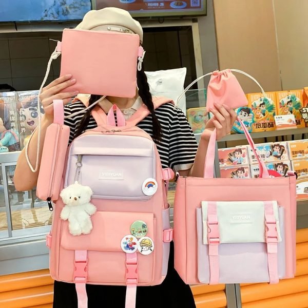 Girl's school backpack for middle school students ins style canvas waterproof gift handbag pen bag wallet school bag