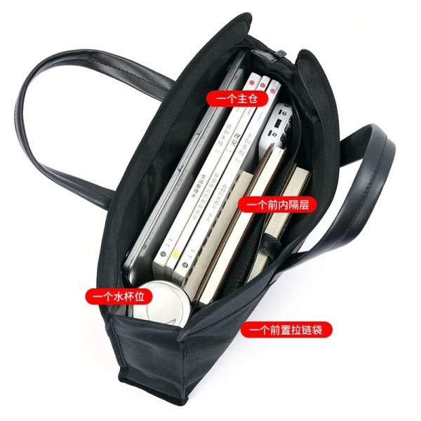 New Men's Oxford Casual Briefcase Multi-layer A4 Office Zipper Bag Large Capacity Business Handbag - Image 3