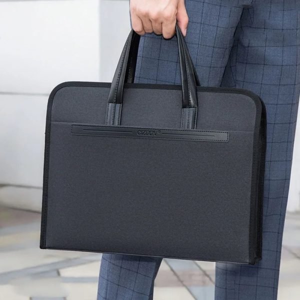 New Men's Oxford Casual Briefcase Multi-layer A4 Office Zipper Bag Large Capacity Business Handbag - Image 2