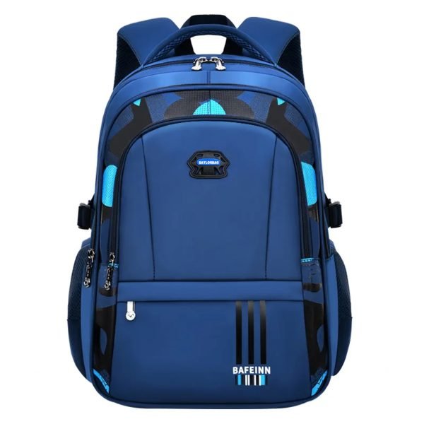 Student Schoolbag Male Light Casual Children's Backpack Large Capacity Student Protection Backpack - Blue