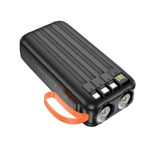 Borofone BJ60A 20000mAh Flashlight Power Bank With 4 Cables IPType-C Multiple Outputs Power Supply - Black