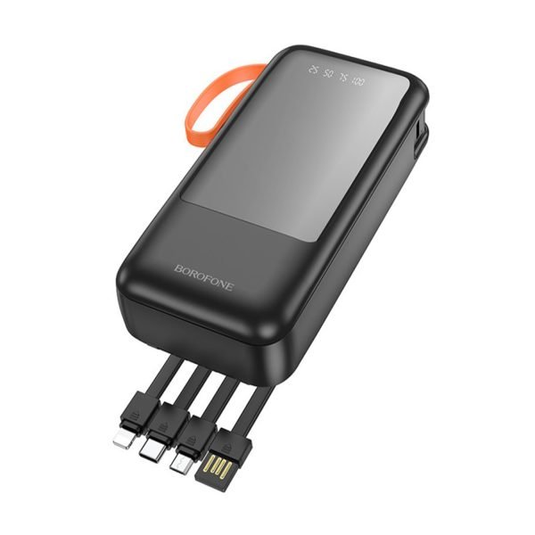 Borofone BJ60A 20000mAh Flashlight Power Bank With 4 Cables IPType-C Multiple Outputs Power Supply - Black