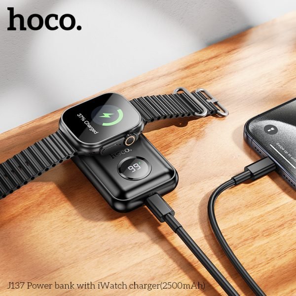 For HOCO J137 2500mAh Mini Pocket Power bank for Apple Smart Watch Charger - Black (11)