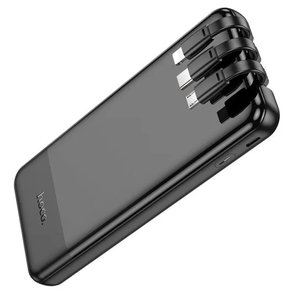 For Hoco J114 All Cable With Type-C, Micro-USB,USB-A port Digital Display 10000mAh Power Bank - Black