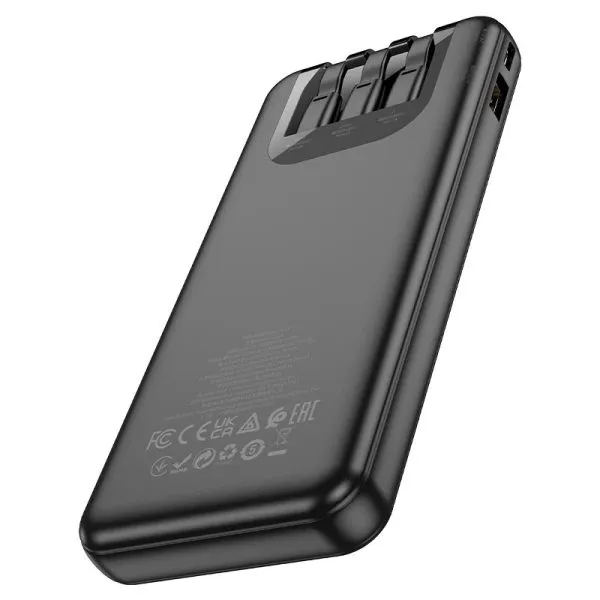 For Hoco J114 All Cable With Type-C, Micro-USB,USB-A port Digital Display 10000mAh Power Bank - Black