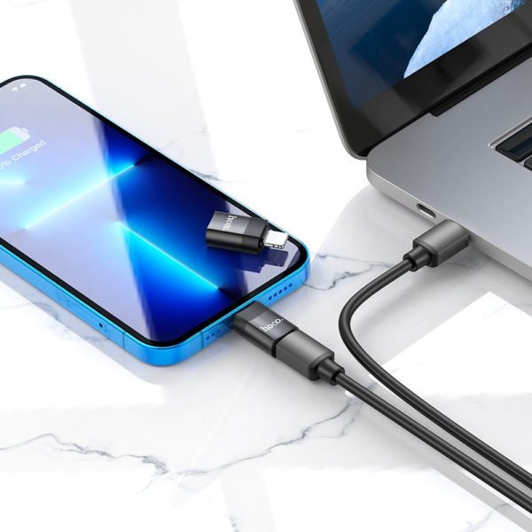 For Hoco UA17 Lightning male to Type-C female adapter, support 2A charging and data transfer functions.
