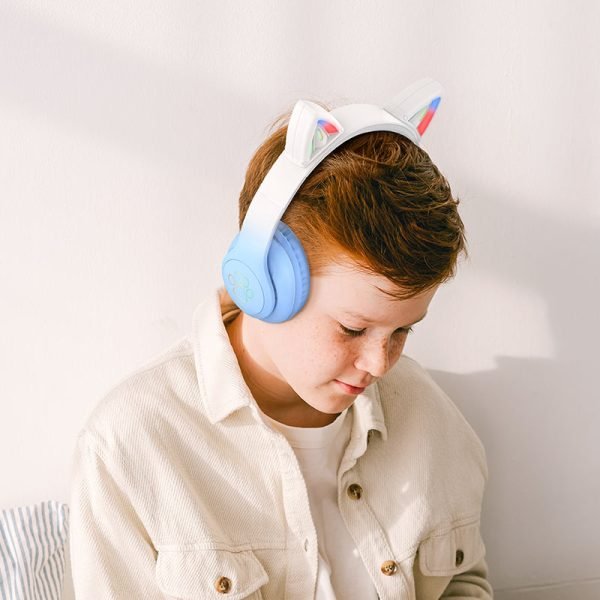 HOCO. Wireless W42 Cat ears BT headphones Supports AUX Mode and TF Card - Crystal Blue