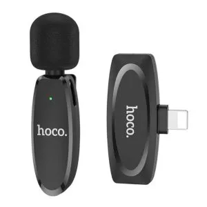 For Hoco L15 iPhone Lightning Crystal Lavalier Wireless Digital Microphone - Black