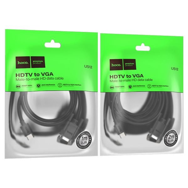 Hoco US12 HDMI to VGA cable for PC, desktop, laptop, computer, monitor, projector, HDTV, Raspberry Pi, Roku 1M
